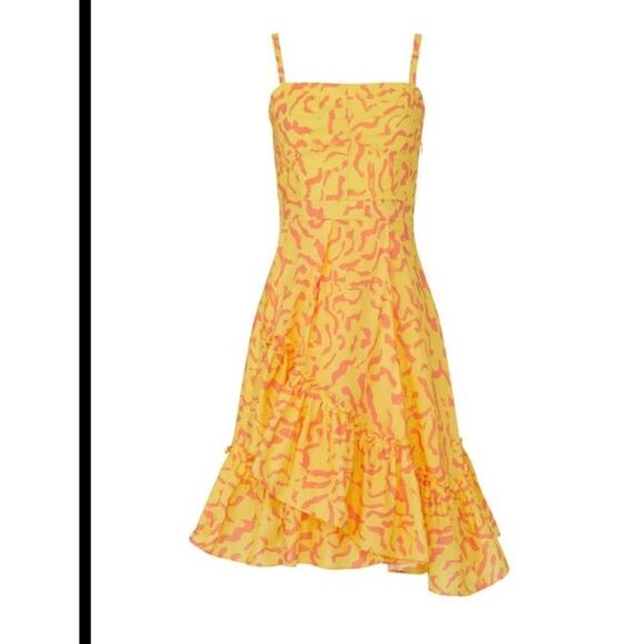 Derek Lam Collective Yellow Scribble Dress Sz 40/4 Yellow Spring/Summer EUC - Picture 1 of 9